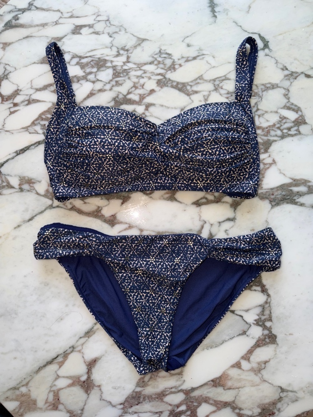 bond-eye Navy Blue Printed Bikini Set